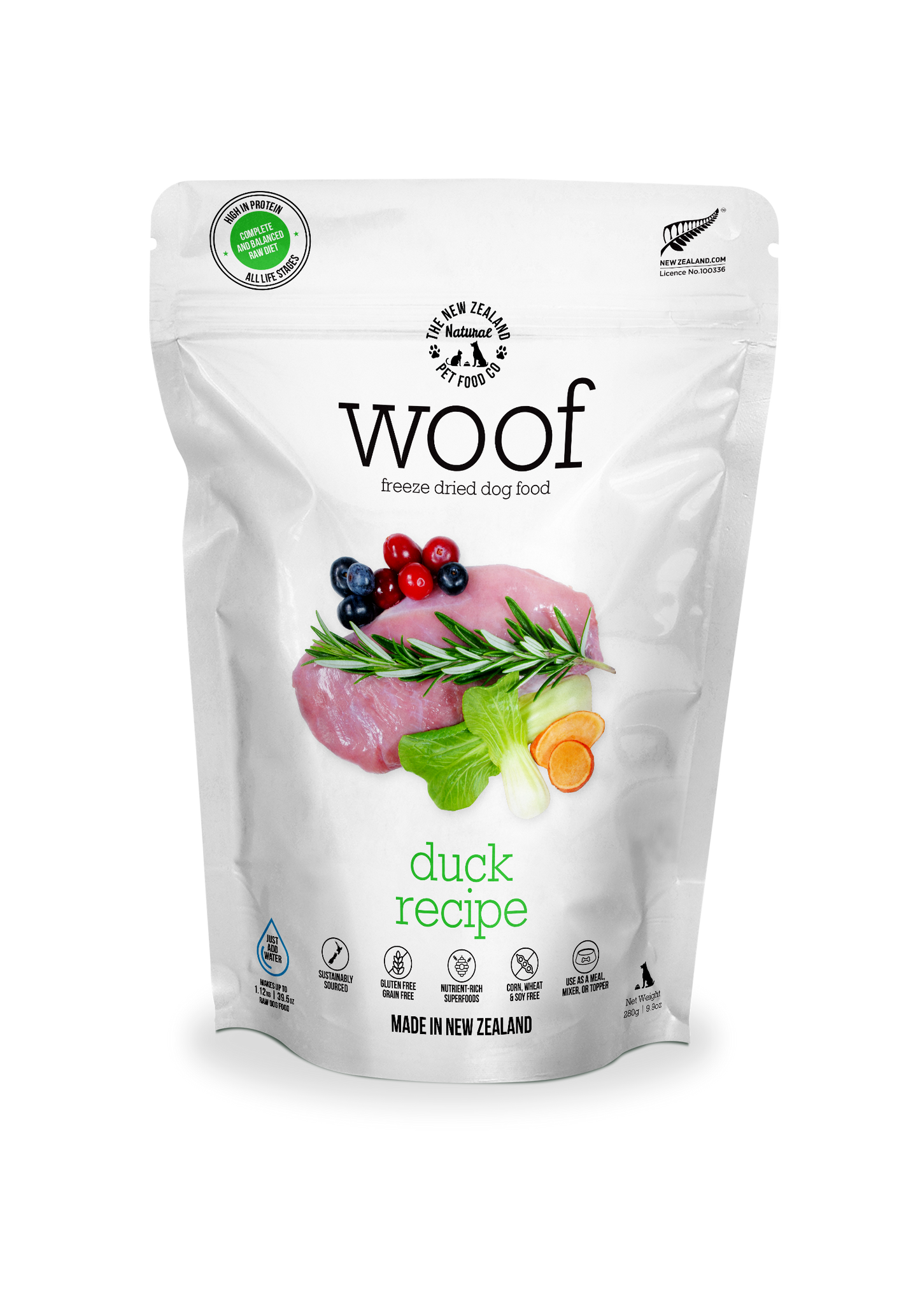 Woof Duck Freeze Dried Dog Food 1.76oz | 9.9oz | 2.2lb