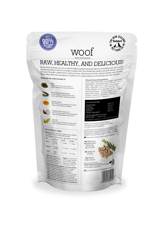 Woof Lamb Freeze Dried Dog Food 1.76oz | 9.9oz | 2.2lb - Niuniu's Pet Shop