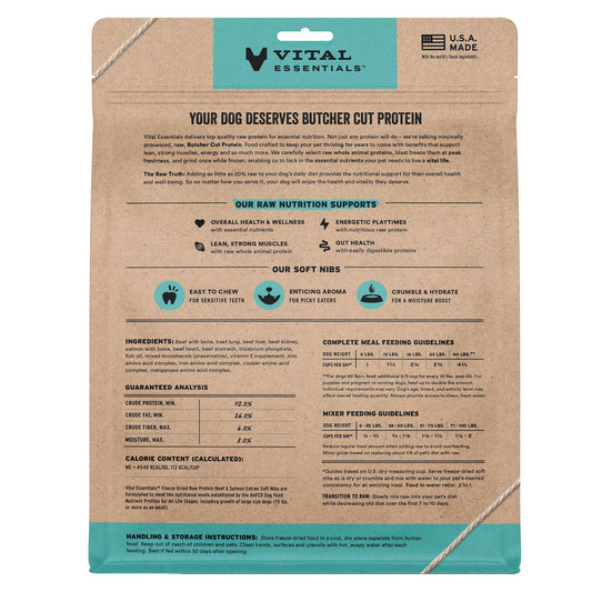 Vital Essentials FDR Beef Salmon Entree & Mix Soft Nibs 14oz - Niuniu's Pet Shop