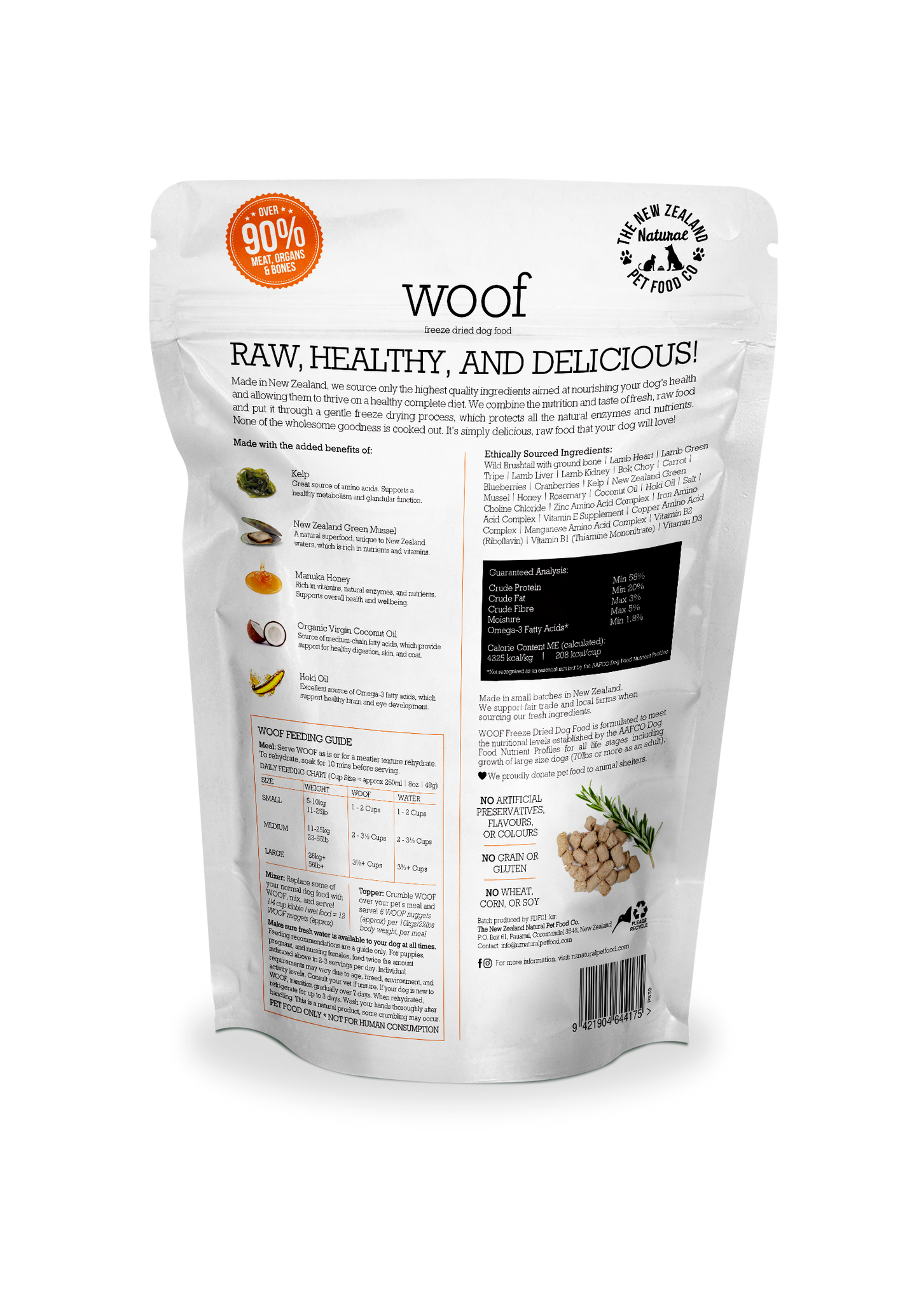 Woof Wild Brushtail Freeze Dried Dog 1.76oz | 9.9oz | 2.2lb