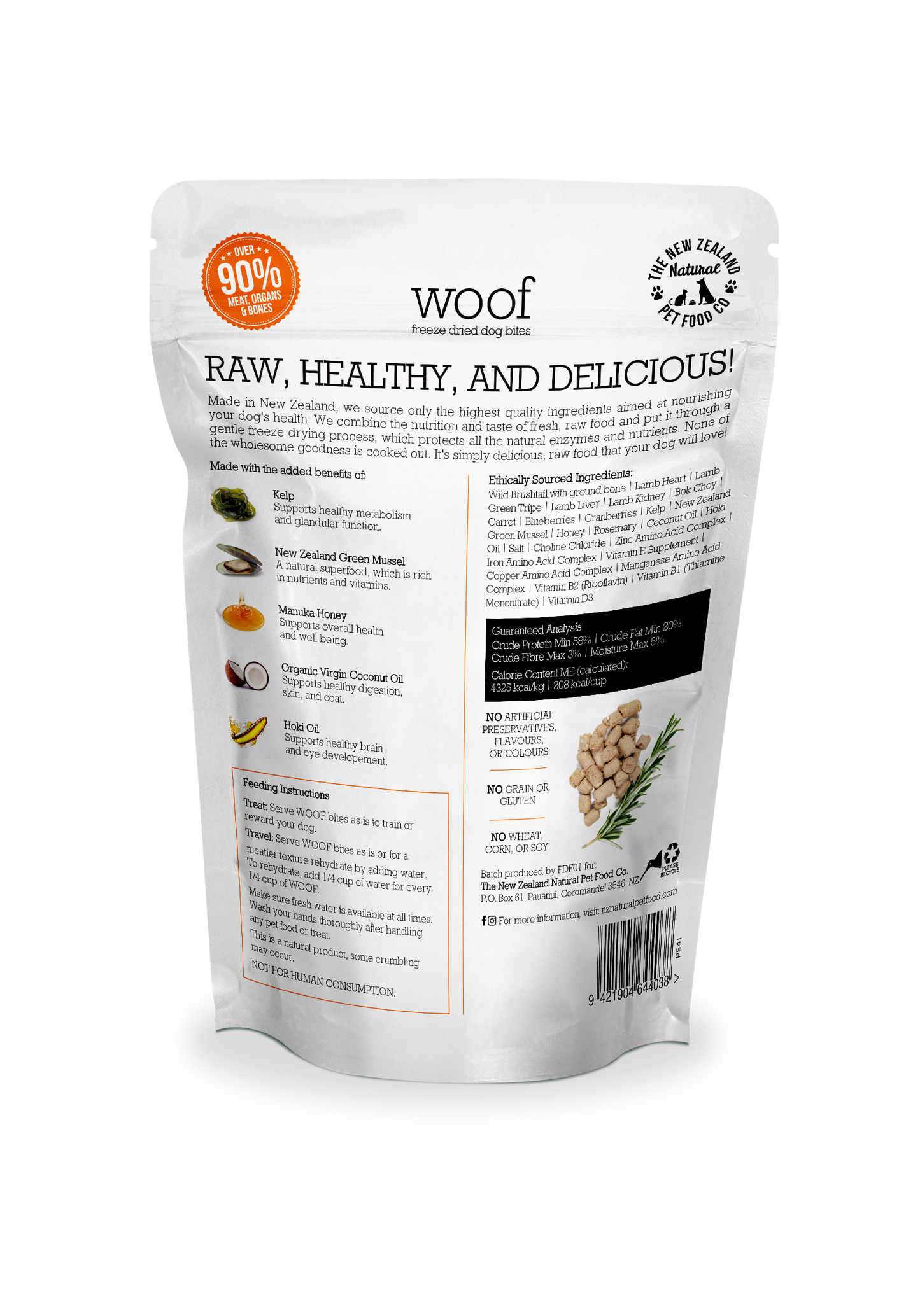 Woof Wild Brushtail Freeze Dried Dog 1.76oz | 9.9oz | 2.2lb