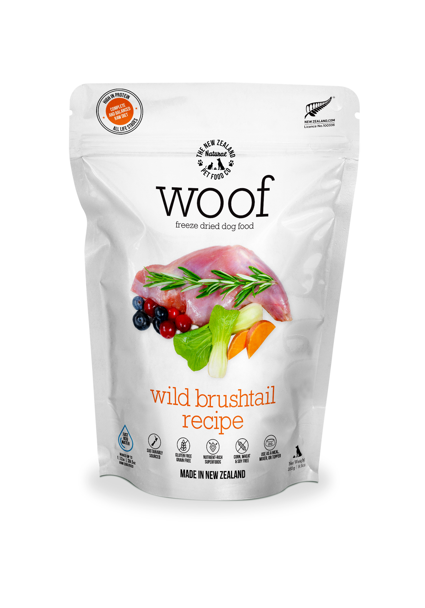 Woof Wild Brushtail Freeze Dried Dog 1.76oz | 9.9oz | 2.2lb