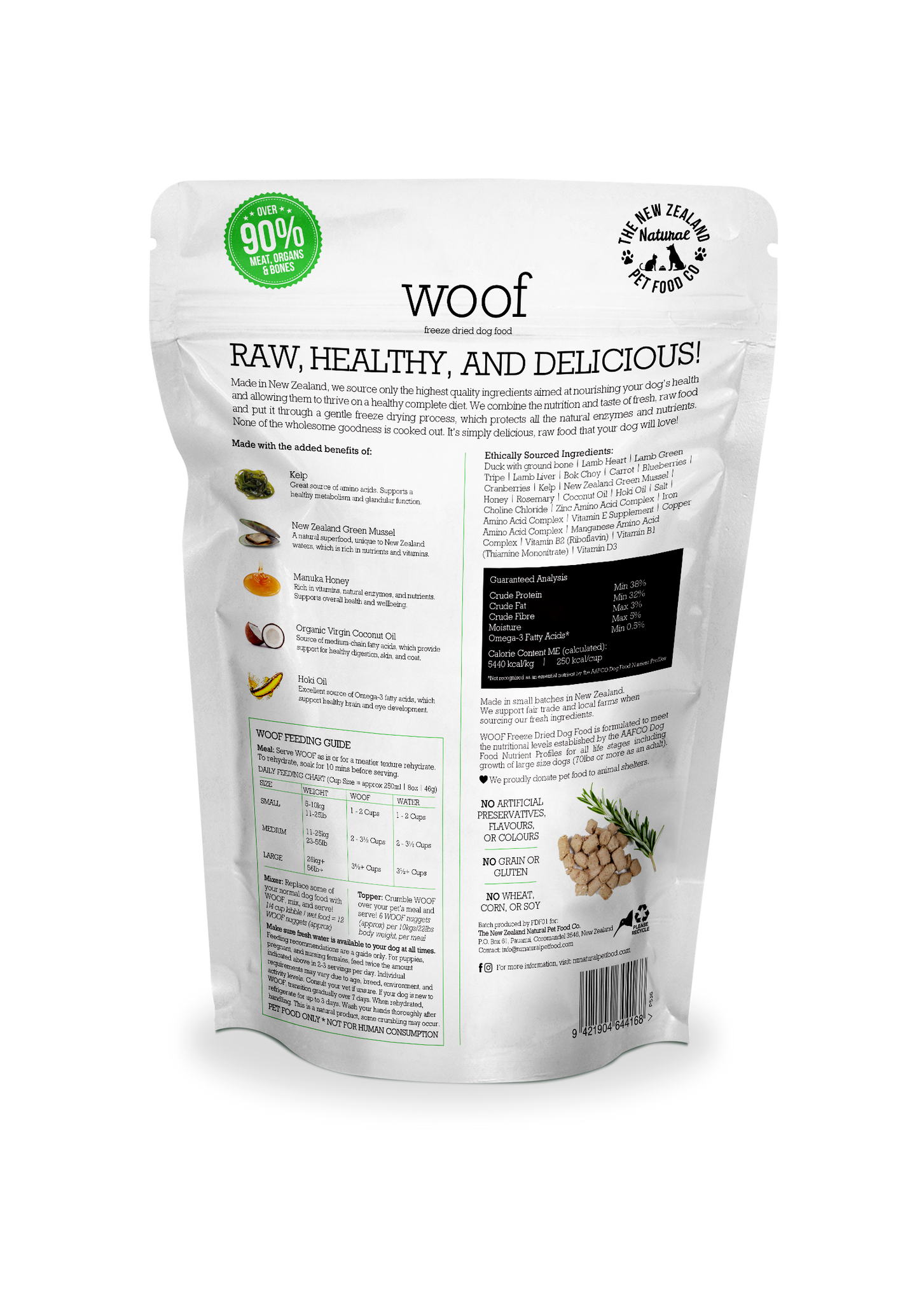 Woof Duck Freeze Dried Dog Food 1.76oz | 9.9oz | 2.2lb