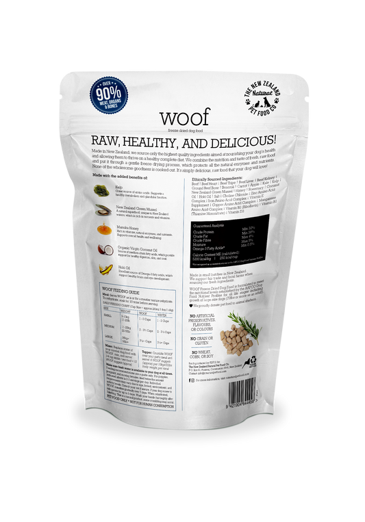 Woof Beef Freeze Dried Dog Food 1.76oz | 9.9oz | 2.2lb - Niuniu's Pet Shop