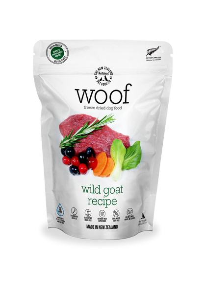 Woof Wild Goat Freeze Dried Dog Food 1.76oz | 9.9oz | 2.2lb - Niuniu's Pet Shop