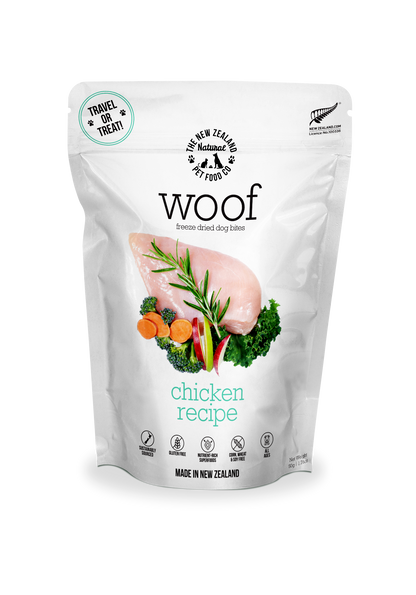 Woof Chicken Freeze Dried Dog Food 1.76oz | 9.9oz | 2.2lb - Niuniu's Pet Shop