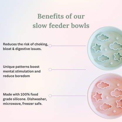 Star + Cloud Slow Feeder Bowls (Pink)