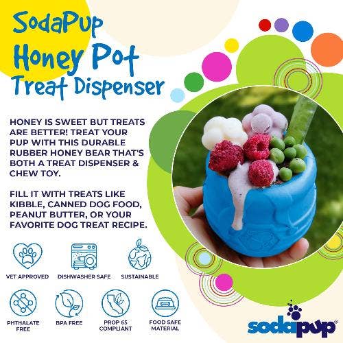 Honey Pot Dog eCup Treat Dispenser | Durable PUP-X Rubber Enrichment Toy | USA Made