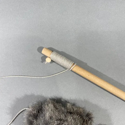 Natural Wand Toy, Cat Teaser with Rabbit Fur and Feathers - Niuniu's Pet Shop