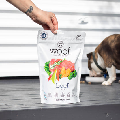 Woof Beef Freeze Dried Dog Food 1.76oz | 9.9oz | 2.2lb - Niuniu's Pet Shop
