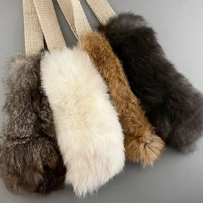 Dog Toy with Rabbit Fur and Natural Hemp Handle - Niuniu's Pet Shop