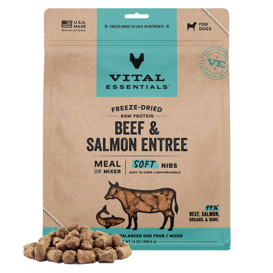 Vital Essentials FDR Beef Salmon Entree & Mix Soft Nibs 14oz