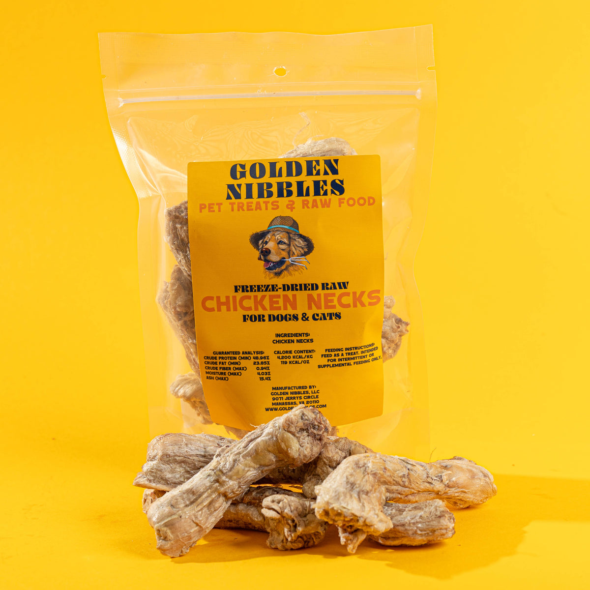 Chicken Necks - 3oz Bag - Freeze-Dried Dogs & Cats Treat