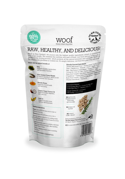 Woof Chicken Freeze Dried Dog Food 1.76oz | 9.9oz | 2.2lb - Niuniu's Pet Shop