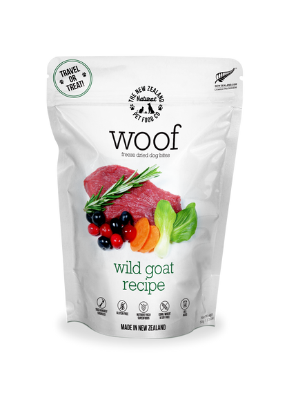 Woof Wild Goat Freeze Dried Dog Food 1.76oz | 9.9oz | 2.2lb - Niuniu's Pet Shop