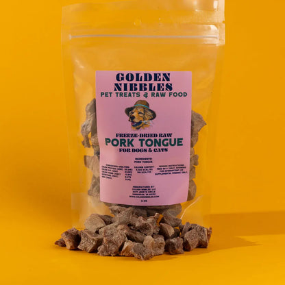 Pork Tongue - 3oz Bag - Freeze-Dried Treat for Dogs & Cats