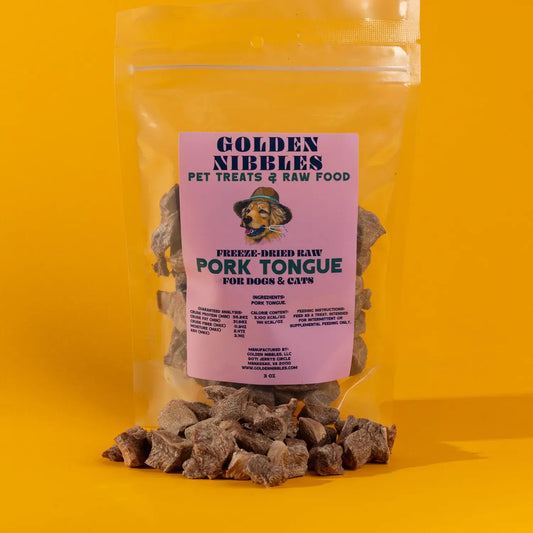 Pork Tongue - 3oz Bag - Freeze-Dried Treat for Dogs & Cats
