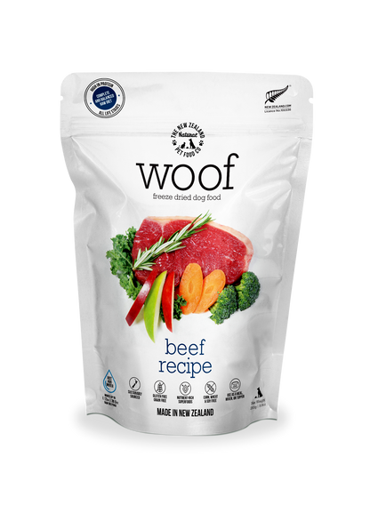 Woof Beef Freeze Dried Dog Food 1.76oz | 9.9oz | 2.2lb - Niuniu's Pet Shop