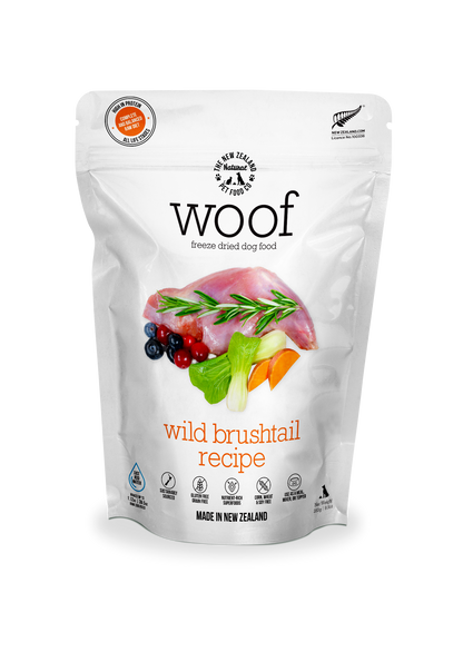 Woof Wild Brushtail Freeze Dried Dog 1.76oz | 9.9oz | 2.2lb - Niuniu's Pet Shop