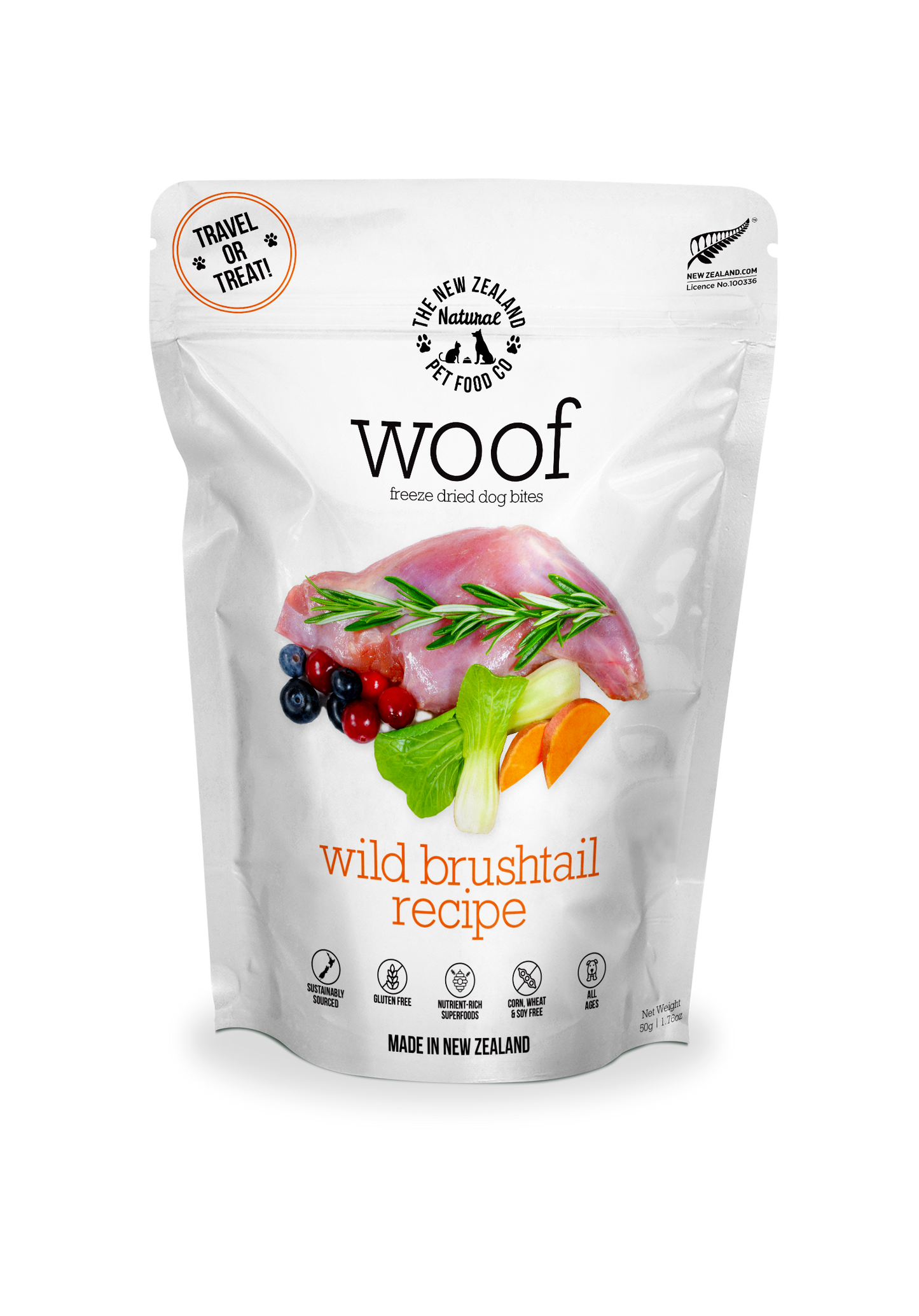 Woof Wild Brushtail Freeze Dried Dog 1.76oz | 9.9oz | 2.2lb