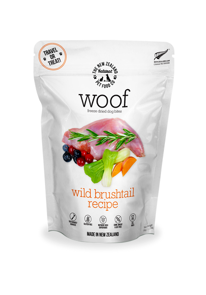 Woof Wild Brushtail Freeze Dried Dog 1.76oz | 9.9oz | 2.2lb - Niuniu's Pet Shop