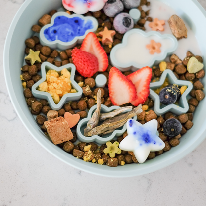 Star + Cloud Slow Feeder Bowls (Blue)