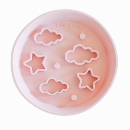 Star + Cloud Slow Feeder Bowls (Pink)