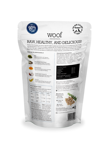 Woof Beef Freeze Dried Dog Food 1.76oz | 9.9oz | 2.2lb - Niuniu's Pet Shop